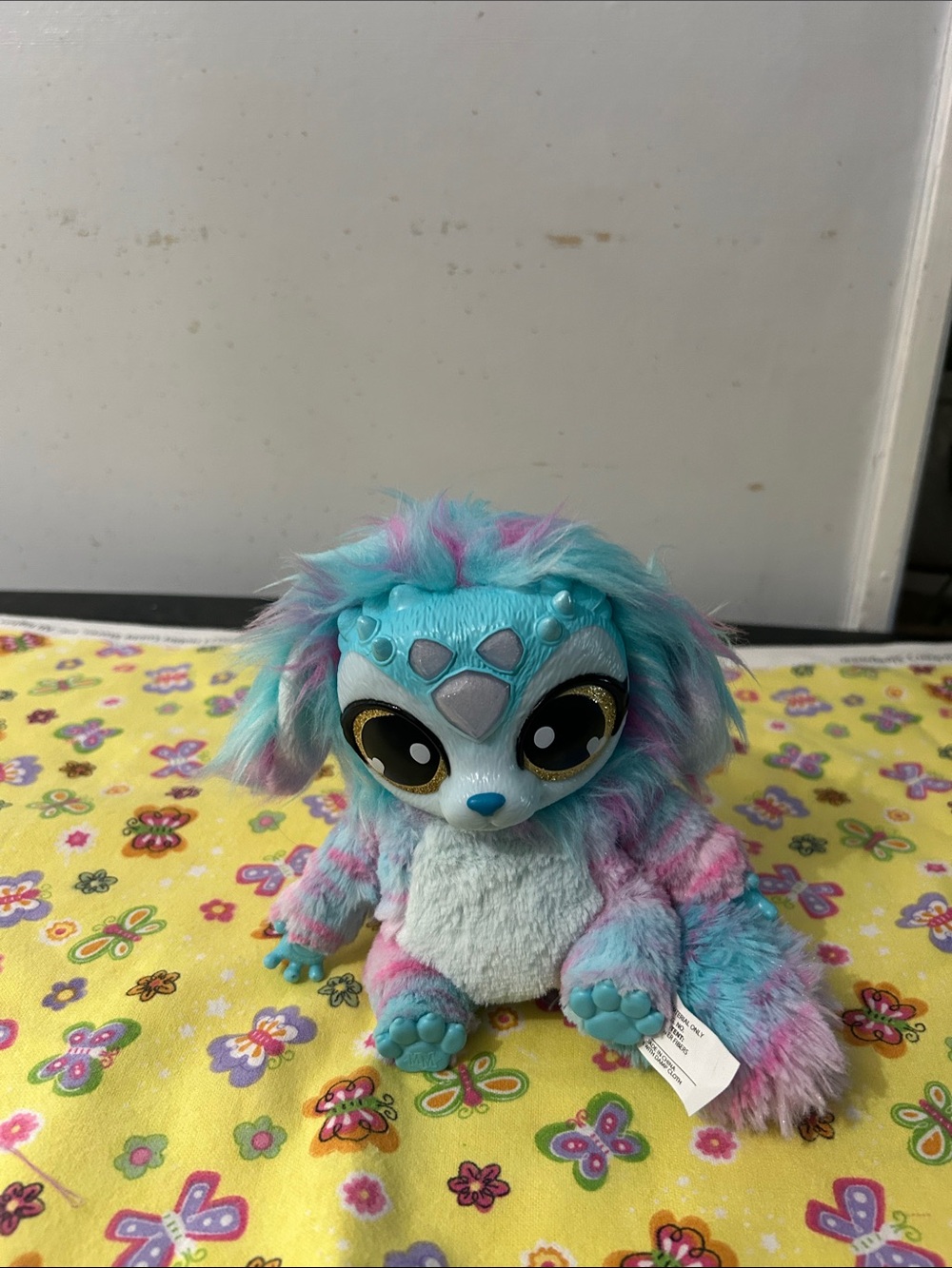 Plush Small Pet Toy in Blue, Teal and Pink - Soft Multicolor Plush